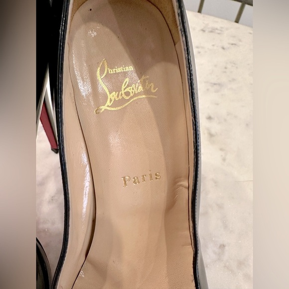 Christian Louboutin Paris Simple 100 mm Black Patent Leather Almond Toe Pumps - Picture 7 of 13
